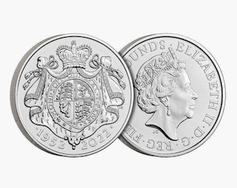 2022 Queen Elizabeth II Platinum Jubilee 5 Pound Brilliant Uncirculated Coin with Jody Clark (JC) Portrait