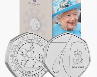 2022 Queen Elizabeth II Platinum Jubilee 50p Brilliant Uncirculated Coin in Royal Mint Sealed Pack