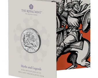 2023 King Arthur - Myths and Legends 5 Pound Brilliant Uncirculated Coin in Royal Mint Sealed Pack