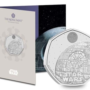 2024 Star Wars 08 Todesstern UK 50 Pence 50p Brilliant Unzirkulierte Münze in der Royal Mint Versiegelten Packung