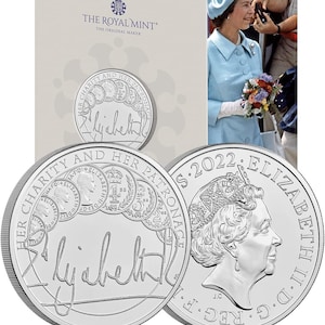 2022 The Queen’s Reign – Chairty and Patronage 5 Pound Brilliant Uncirculated Coin in Royal Mint Pack