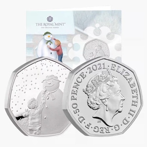 2021 The Snowman Christmas 50p Brilliant Uncirculated Coin in Royal Mint Sealed Pack