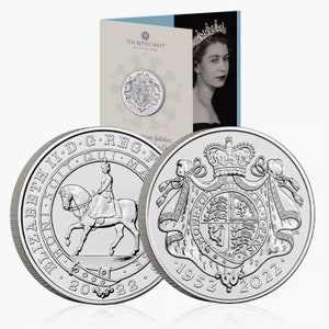 2022 Queen Elizabeth II Platinum Jubilee 5 Pound Brilliant Uncirculated Coin in Royal Mint Sealed Pack