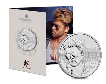 Pièce de 5 livres hors circulation George Michael Music Legends UK 2024 dans emballage scellé de la Royal Mint