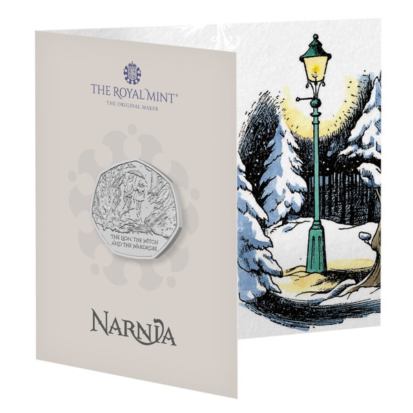 2023 Narnia Lion Witch Wardrobe UK 50 Pence 50p Brilliant Uncirculated Coin in Royal Mint Sealed Pack