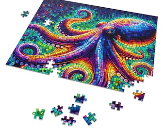 Colorful Octopus Jigsaw Puzzle - Adult and Family Mosaic Fun - Various Piece Options Available