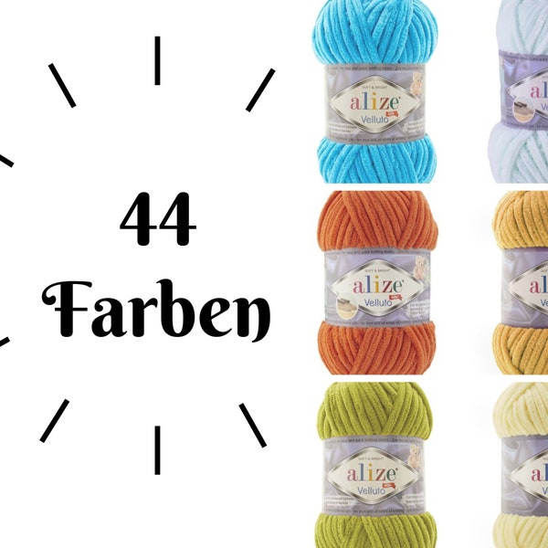 Alize Velluto Wolle Garn Chenille velvety fluffy samtig flauschig kuschelig Baby 44 Farben Amigurumi cuddly baby