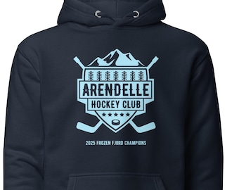 Arendelle Hockey Club, Moletom unissex, Moletom com capuz Arendelle, Moletom com capuz Frozen, Camiseta Frozen, Camiseta Arendelle, Camiseta combinando para férias