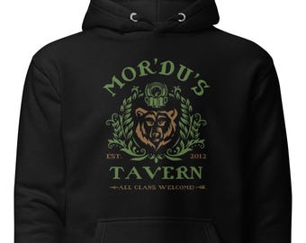 Moletom com capuz Mor'du's Tavern, moletom unissex, camisa Mordu, camisa Dunbroch, moletom Brave, moletom Merida, camisa de férias combinando