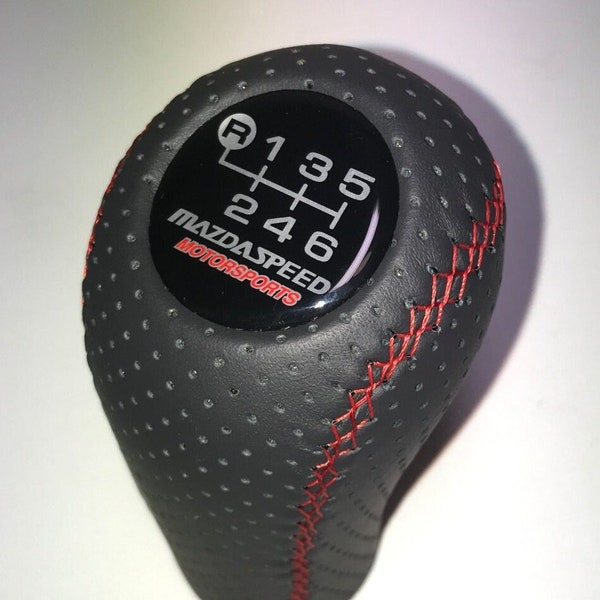 Mazda Shift Knob fits for Mazda 3-6 Miata MX5 MX6, 6 speed Genuine perforated leather