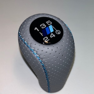 Gear Shift Knob For Tacoma, 4runner, Camry, Corolla, RAV4 (05-15) 5-6 speed (manual), Grey Perforated Leather, Thread Pitch 12x1.25 mm