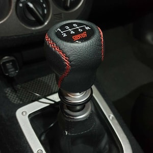 Manual Gear Shift Knob Fit For Subaru WRX STI 6 speed, Black with red stitching