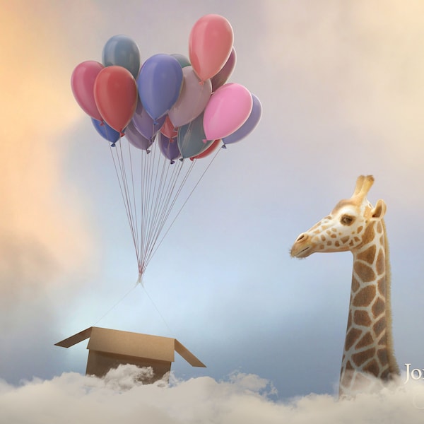 UP Inspired Digital Backdrop. High-Quality digital background for photographer composites. With and without giraffe.