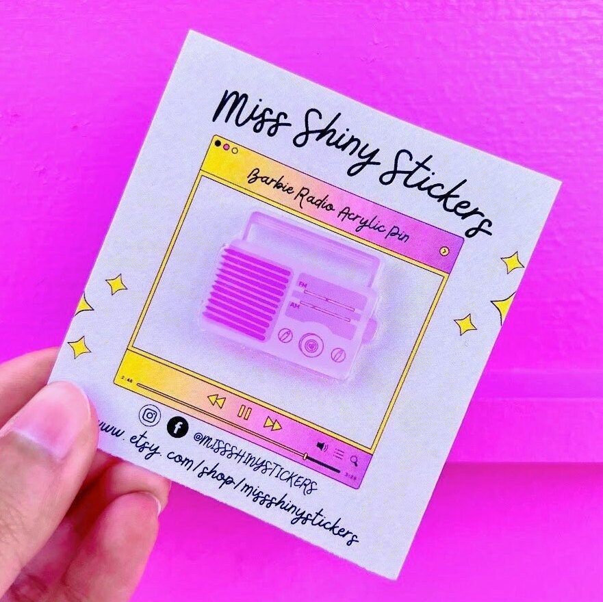 Barbie Pink Radio Pin, Barbie, barbie accessories, pins, pink pins, y2k, gifts for her, for adults