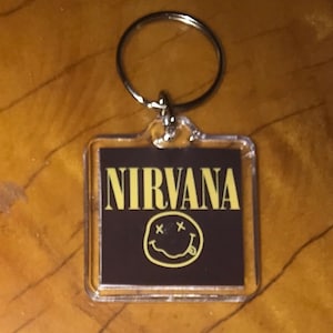 Nirvana Logo Smiley Face Band Keychain