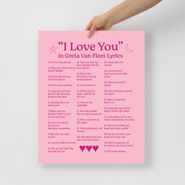 Rose "Je t'aime" dans les paroles de Greta Van Fleet Poster