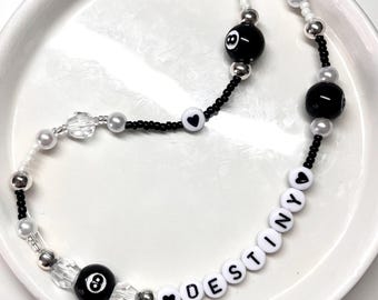 Black and White beaded phone charm