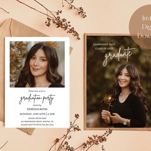 Graduation Invitation Template, Graduation Announcement, Modern Graduation Invite, Editable Graduation Invitation, Graduation Template
