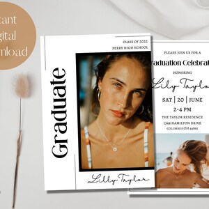 Graduation Party Invitation Template, Modern Graduation Invitation, Editable Graduation Invitation, Graduation Announcement, Grad Invite