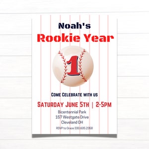Rookie Of The Year First Birthday, Rookie of the year, Rookie Of The Year Invitation, Rookie Of The Year Birthday Invite, Baseball Invite