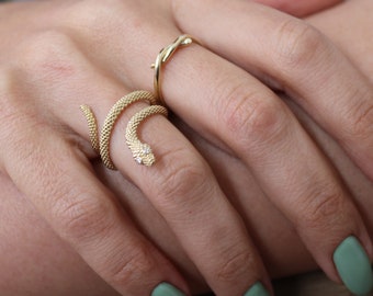 14K Solid Gold Snake Ring / Snake Ring / Snake Gold Ring / Ring Jewelry / Mothers day