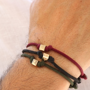 14K massief gouden kubusarmband, herenarmband, gepersonaliseerde gouden kubusarmband, familiebrief gepersonaliseerde sieraden, herensieraden