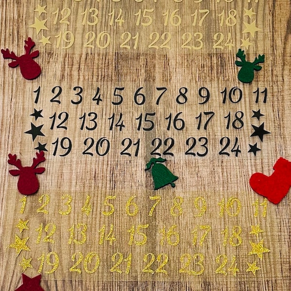 Zahlen Adventskalender | Adventskalenderzahlen | Zahlen zum Aufbügeln | Dekoration Weihnachten | Bügelbild | Verschiedene Größen / Aufbügler