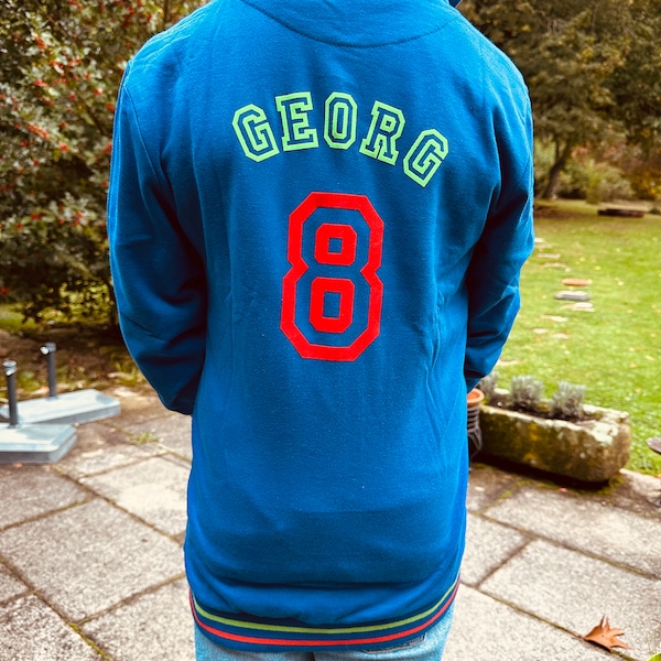 Bügelbild - Zahl Geburtstagszahl - Collegezahl - College Stil - Aufbügler Trikotzahl - Zahl für Baseballjacke Collegejacke - Fußballtrikot