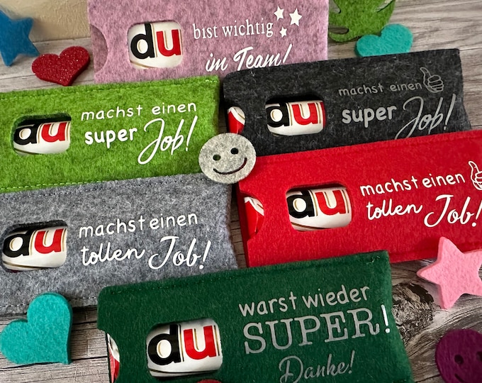 Danke Geschenk Set - 12 Filz Hüllen Für Duplo Schokoriegel