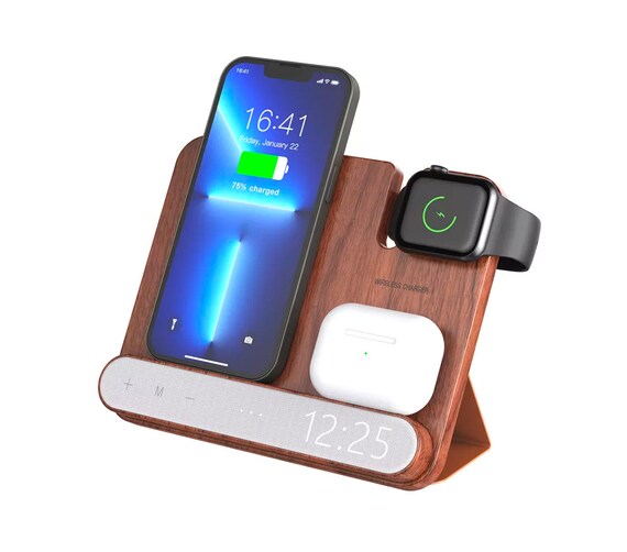 4 in 1 Magsafe Wireless Charger for Mobile Phone Apple Iwatch Airpods With Alarm Clock Etsy