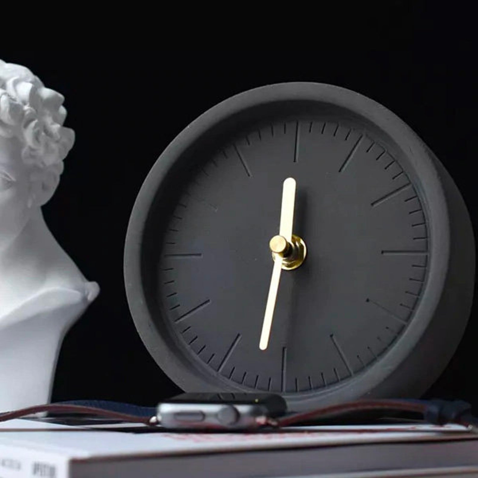 Concrete Desk Clock, Nightstand Clock, Creative Clock, Bedside Clock