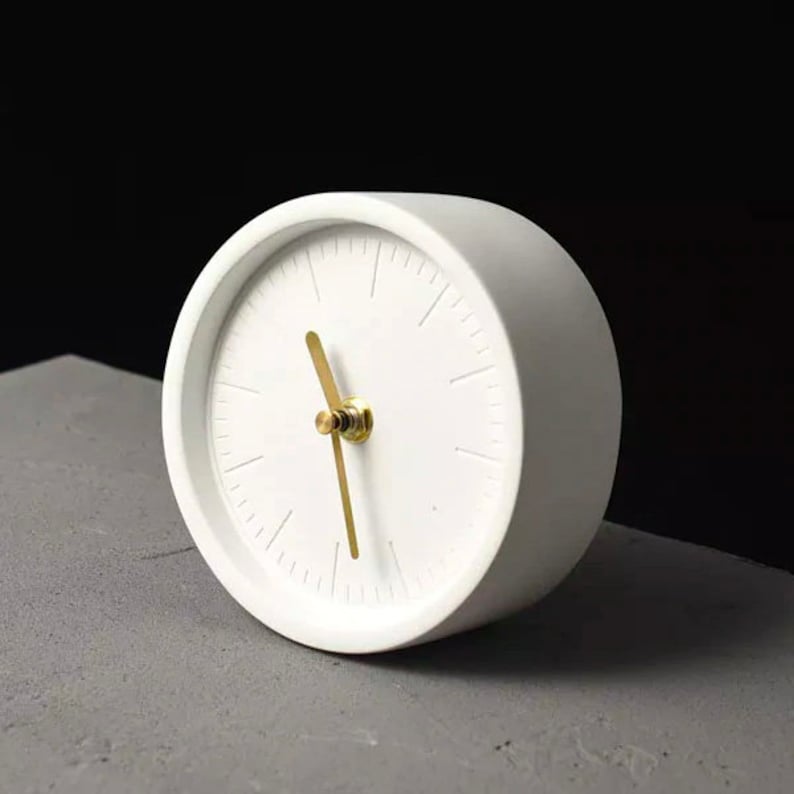 Concrete Desk Clock Nightstand Clock Creative Clock Bedside Etsy