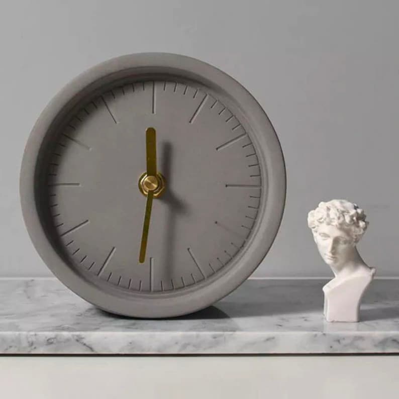 Concrete Desk Clock, Nightstand Clock, Creative Clock, Bedside Clock
