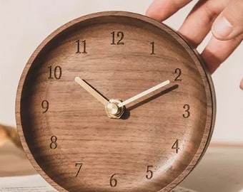 Solid Walnut Wood Clock, Wooden Desk Clock, Bedroom Nightstand Clock, Creative Clock, Creative Gift