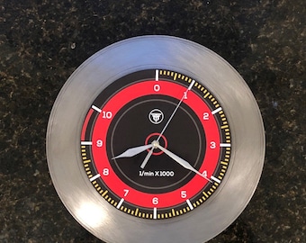Brake Rotor Wall Clock with Tachometer Dial Face