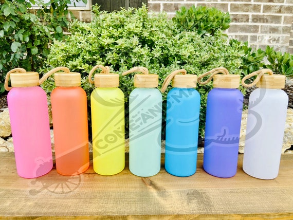 20oz Colored Frosted Sublimation Water Bottles With Bamboo Lid 
