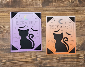 Trick or Treat Black Cat, Greeting Card
