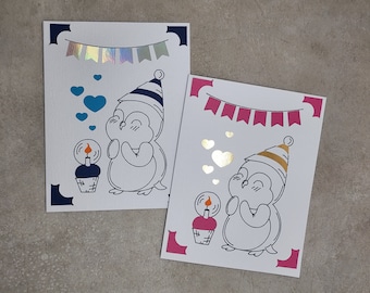 Penguin Birthday Card, Kids Birthday Card, Birthday Card