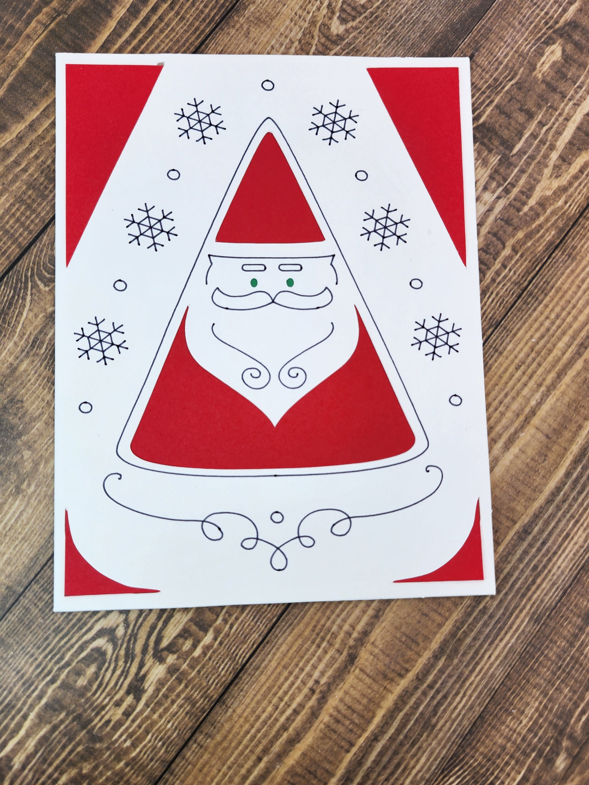 Triangle Santa Triangle Santa, Greeting Card - Etsy