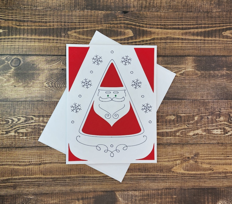 Triangular Santa Triangle Santa, Greeting Card - Etsy