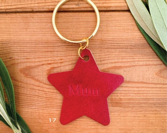 Personalised Leather Star Key Rings / Gift For Teacher / You&#39;re a Star / Thank You Gift