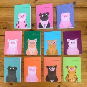 Cartes de voeux de porc de race rare / Cartes de porc / Carte d'anniversaire / Merci professeur