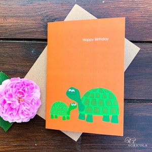Tarjeta de cumpleaños de tortuga / Tarjeta de tortuga