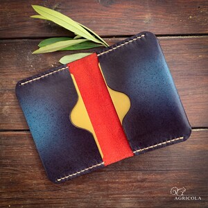 Denim-Effekt Kalbsleder Bifold Brieftasche / Leder Organizer / Ledertasche / Vatertagsgeschenk / Weihnachtsgeschenk