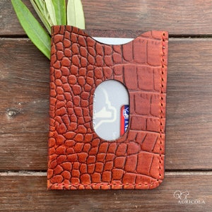 Warm Brown Leather Crocodile Print Wallet / Leather Organiser / Leather Pocket / Father’s Day Gift /Christmas Gift