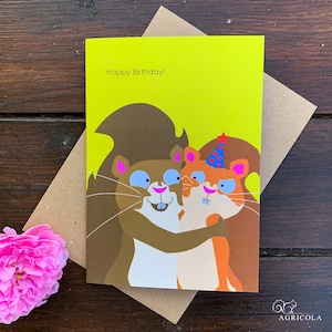 Joyeux anniversaire écureuils carte de voeux / carte d'anniversaire