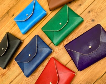 Personalised Vibrant Hand-Dyed Leather Card Holder Purses / Mother’s Day Gift / Hand-dyed Wallet / Purse