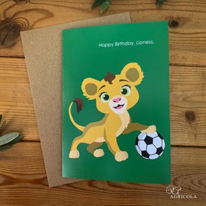 Feliz aniversário Leoa / Cartão de aniversário de futebol feminino Leoa / Cartão de futebol / Cartão de leoa / Cartão para ela / Leoas