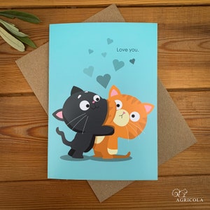 Love You Cute Cats Card / Valentine’s Day / Anniversary / Dry Humour Card / Card For Her / Card For Him