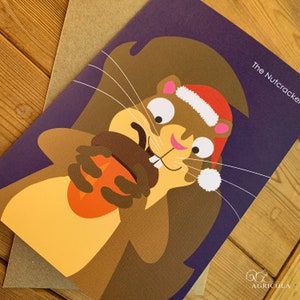 La carte de Noël écureuil casse-noisette / carte écureuil festive
